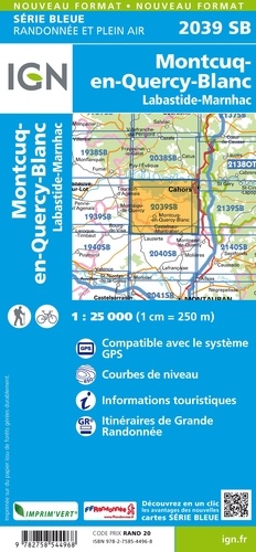 Cahors (Ouest), Labastide-Marnhac, Montcuq. 1/25 000