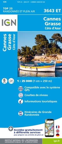 Cannes, Grasse, Côte d'Azur. 1/25 000