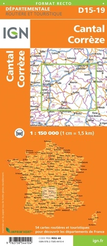 Cantal Corrèze. 1/150 000
