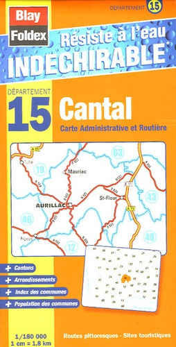  Blay-Foldex - Cantal - 1/180 000 Carte Administrative et Routière.