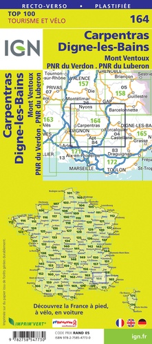 Carpentras, Digne-les-Bains, Mont Ventoux. 1/100 000
