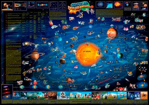Carte du système solaire pour les enfants. Carte murale laminée sans barres alu 138 x 97 cm