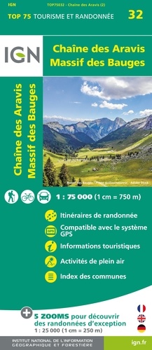 Chaîne des Aravis, Massif des Bauges. 1/75 000
