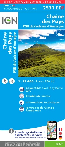  IGN - Chaîne des Puys PNR des Volcans d'Auvergne - 1/25 000.