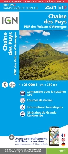 Chaîne des Puys, PNR des volcans d'Auvergne. 1/25 000