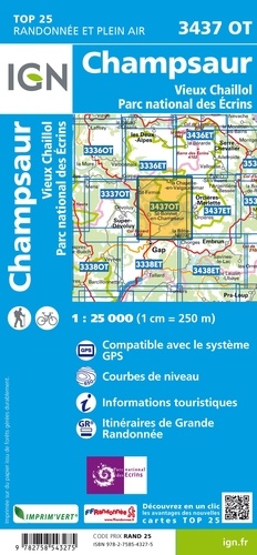 Champsaur, Vieux Chaillol, Parc national des Ecrins. 1/25 000