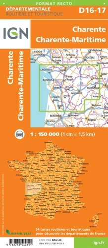 Charente, Charente-Maritime. 1/150 000