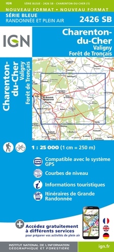 Charenton-du-Cher, Valigny, Forêt de Tronçais. 1/25 000