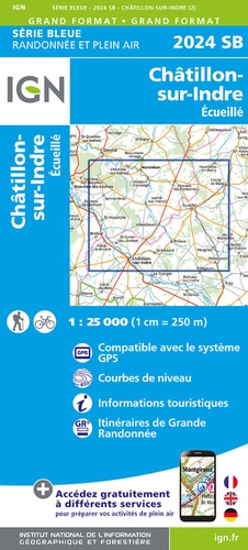 Châtillon-sur-Indre. Ecueillé. 1/25 000