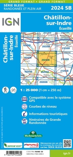 Châtillon-sur-Indre. Ecueillé. 1/25 000