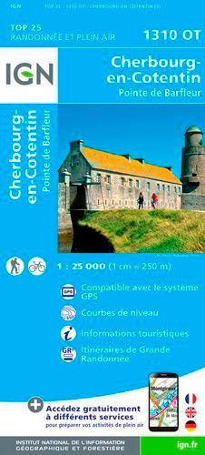 Cherbourg-en-Cotentin, Pointe de Barfleur. 1/25 000