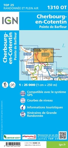 Cherbourg-en-Cotentin, Pointe de Barfleur. 1/25 000