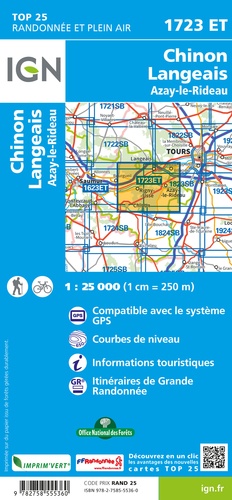 Chinon, Langeais, Azay-le-Rideau. 1/25 000