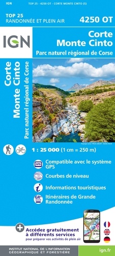 Corte, Monte Cinto, Parc naturel régional de Corse. 1/25 000 5e édition