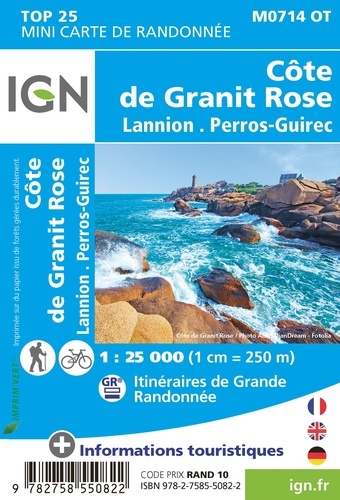 Côte de Granit Rose. Lannion, Perros-Guirec. 1/25 000