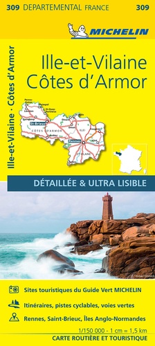  Michelin - Côtes d'Armor, Ille-et-Vilaine - 1/150 000.