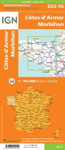 Côtes-d'Armor Morbihan. 1/150 000