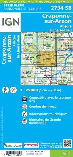 Craponne-sur-Arzon, Allègre, La Chaise-Dieu. 1/25 000