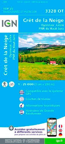 Crêt de la Neige, Oyonnax, Lélex, PNR du Haut-Jura. 1/25 000
