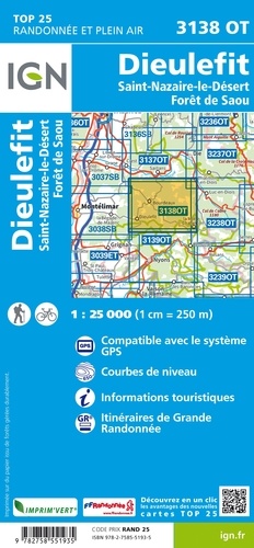 Dieulefit. Saint-Nazaire-le-Désert, Forêt de Saou. 1/25 000