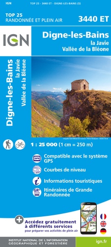 Digne-les-bains, La Javie, Vallée de la Bléone. 1/25 000