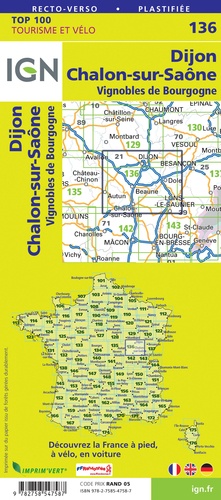 Dijon, Châlon-sur-Saône. 1/100 000