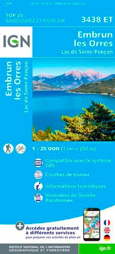 Embrun. Les Orres, Lac de Serre-Ponçon : 1/25 000 5e édition