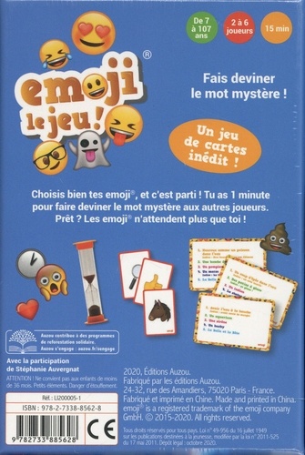 Emoji le jeu !. Fais deviner le mot mystère ! Avec 1 sablier, des cartes