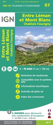 Entre Léman et Mont Blanc, Chablais Faucigny. 1/75 000 2e édition