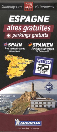  Michelin - Espagne aires gratuites + parkings gratuits - 1/1 000 000.