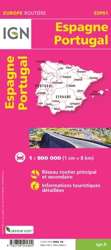Espagne Portugal. 1/800 000