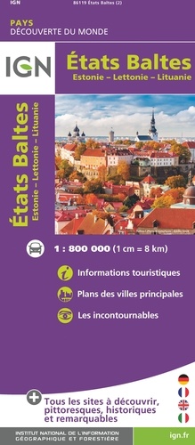 Etats Baltes. Estonie - Lettonie - Lituanie. 1/800 000  Edition 2020
