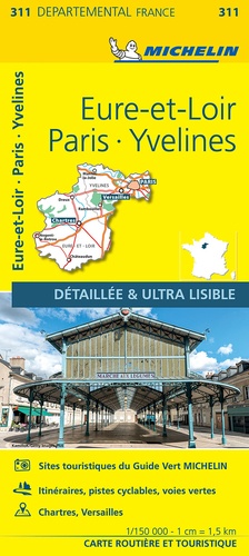  Michelin - Eure-et-Loir, Paris, Yvelines - 1/150 000.