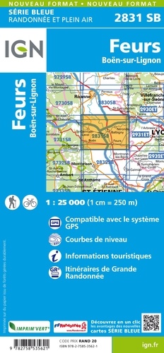 Feurs, Boën-sur-Lignon. 1/25 000