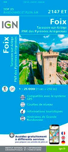 Foix, Tarascon-sur-Ariège, PNR des Pyrénées Ariégeoises. 1/25 000