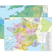 France : Carte administrative et physique (sans barre alu) 95x67 cm