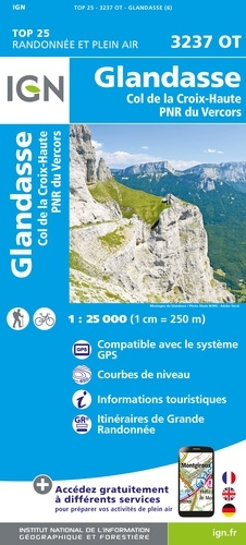 Glandasse Col de la Croix-Haute PNR du Vercors. 1/25 000