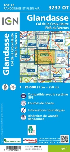 Glandasse Col de la Croix-Haute PNR du Vercors. 1/25 000