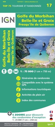 Golfe du Morbihan Belle-Ile et Groix Presqu'île de Quiberon. 1/75 000