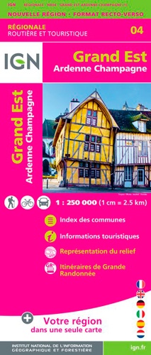  IGN - Grand Est, Ardennes-Champagne - 1/250 000.