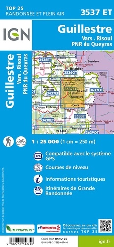 Guillestre, Vars, Risoul, PNR du Queyras. 1/25 000