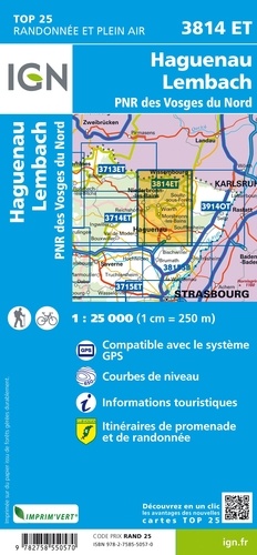 Haguenau, Lembach, PNR des Vosges du Nord. 1/25 000