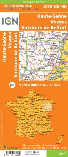 Haute-Saône Vosges Territoire de Belfort. 1/150 000