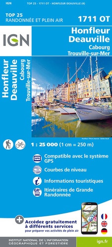 Honfleur, Deauville. Cabourg, Trouville-sur-Mer. 1/25 000
