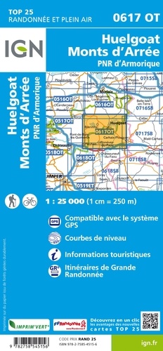 Huelgoat, Monts d'Arrée, PNR d'Armorique. 1/25 000
