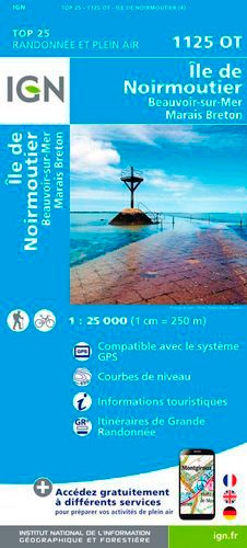 Ile de Noirmoutier, Beauvoir-sur-Mer, marais breton. 1/25 000