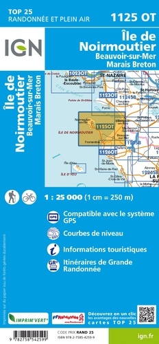 Ile de Noirmoutier, Beauvoir-sur-Mer, marais breton. 1/25 000