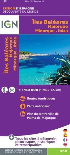 Iles Baléares. Majorque, Minorque, Ibiza. 1/150 000