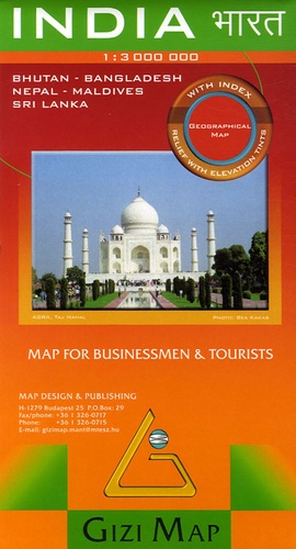  Gizi Map - India, Bhutan - Bangladesh - Nepal - Maldives - Sri Lanka - 1/3 000 000.