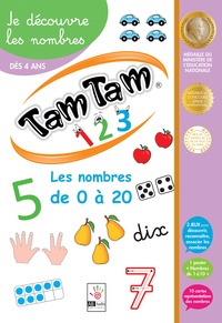  Ab Ludis - Je les nombres Tam Tam 1 2 3 - Les nombres de 0 à 20. Avec 3 jeux Tam Tam, 1 poster et 10 cartes nombres.